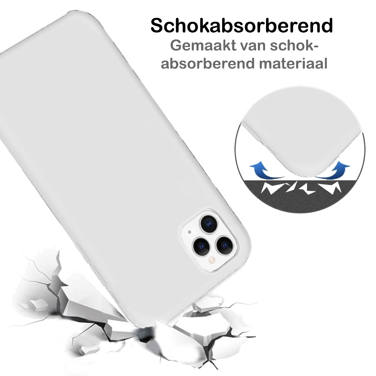 Nomfy Hoesje Geschikt voor iPhone 11 Pro Max Hoesje Siliconen Cover Case - Hoes Geschikt voor iPhone 11 Pro Max Hoes Back Case - 2-PACK - Wit