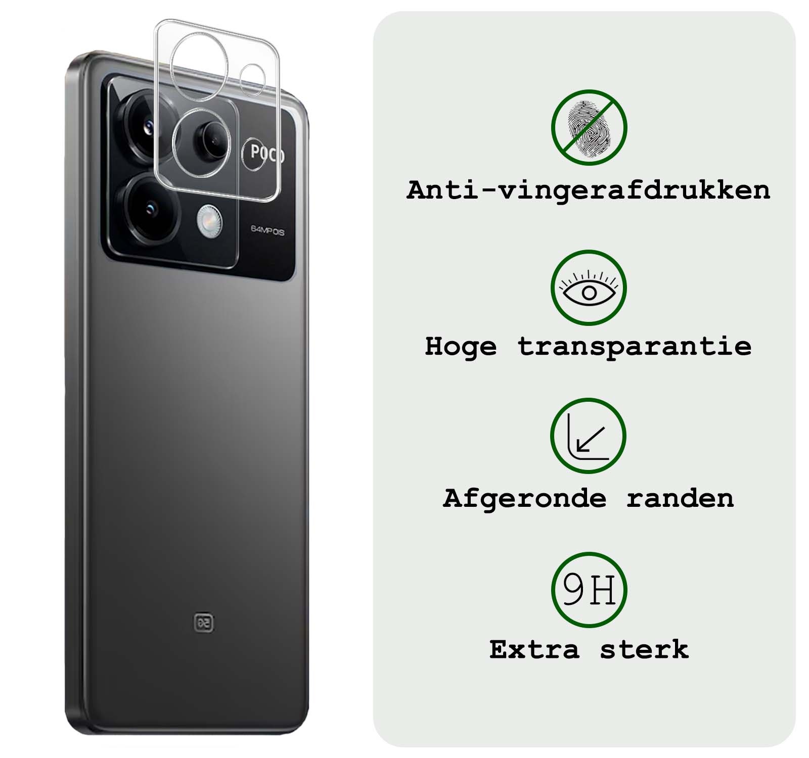 BASEY. Screenprotector Geschikt voor Xiaomi Poco X6 Camera Screenprotector Tempered Glass Beschermglas Camera - Screenprotector Geschikt voor Xiaomi Poco X6 5G Camera Screen Protector - 3 Stuks