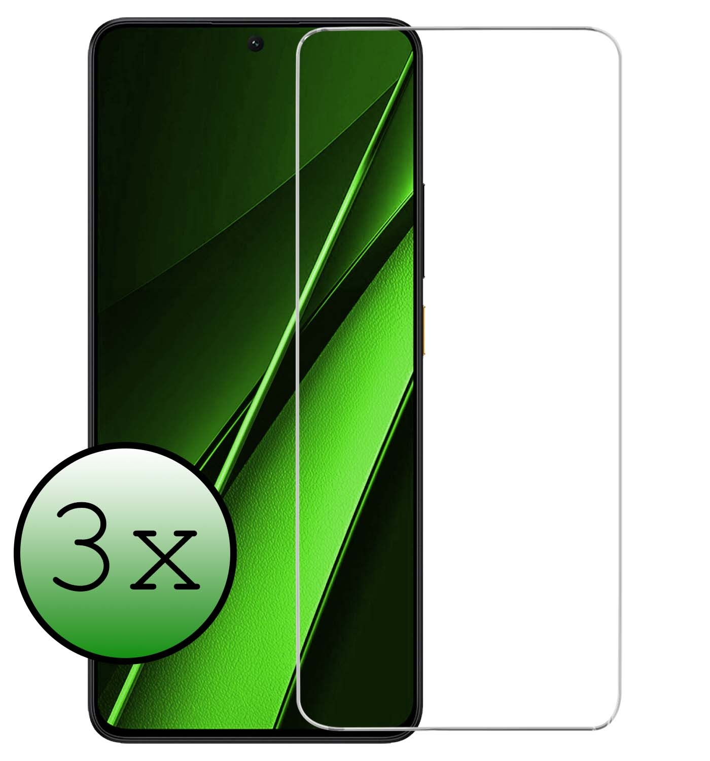 BASEY. Screenprotector Geschikt voor Xiaomi Poco X6 Pro 5G Screenprotector Tempered Glass - Screenprotector Geschikt voor Xiaomi Poco X6 Pro Beschermglas Screen Protector Glas - 3 Stuks