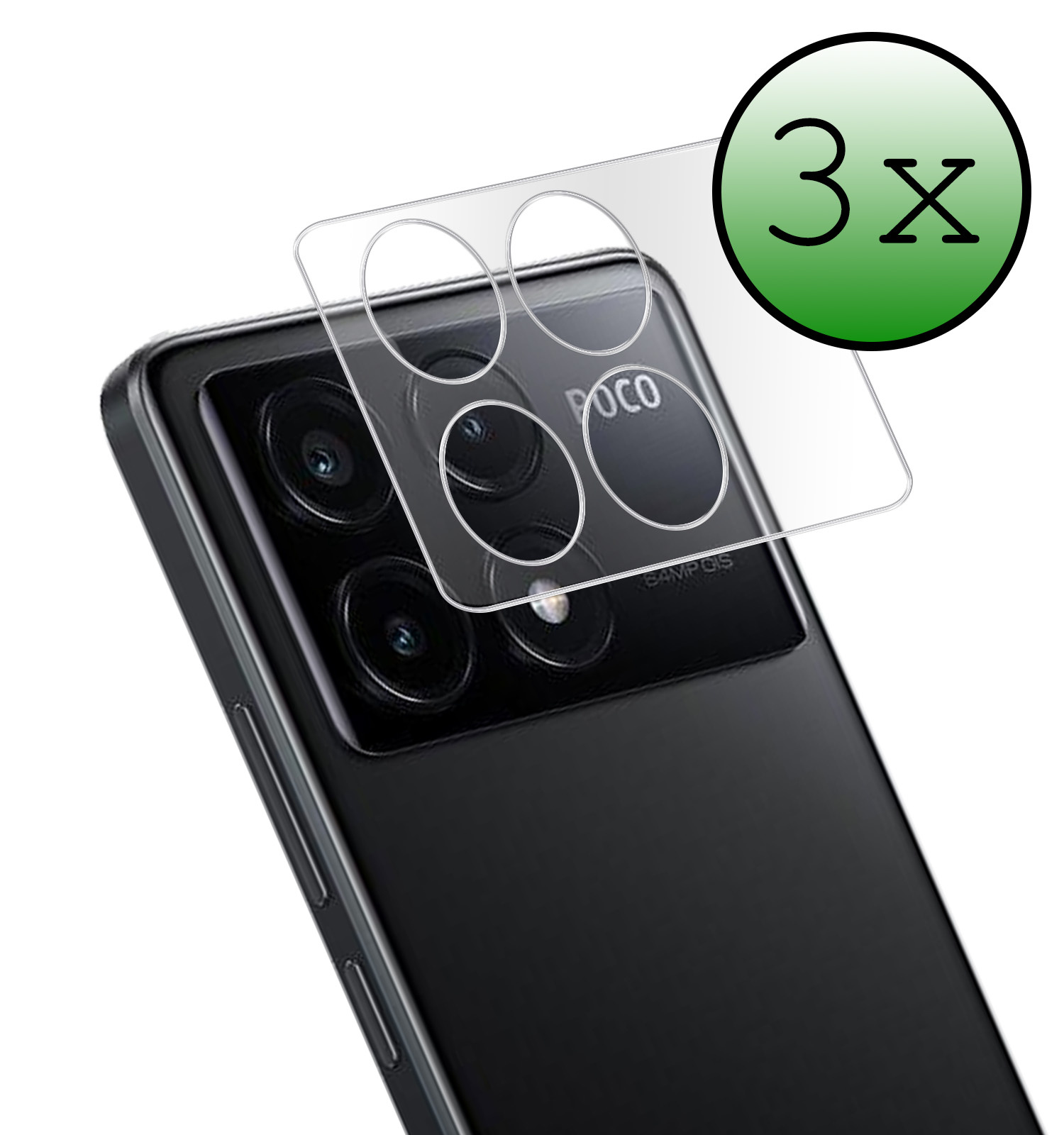 BASEY. Screenprotector Geschikt voor Xiaomi Poco X6 Pro 5G Camera Screenprotector Tempered Glass Beschermglas Camera - Screenprotector Geschikt voor Xiaomi Poco X6 Pro Camera Screen Protector - 3 Stuks