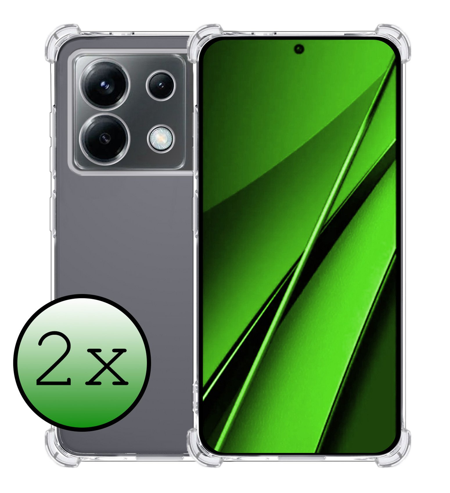 BASEY. Hoes Geschikt voor Xiaomi Poco X6 Hoesje Shock Proof Case Hoes Siliconen - Hoesje Geschikt voor Xiaomi Poco X6 5G Hoes Cover Shockproof - Transparant - 2 Stuks