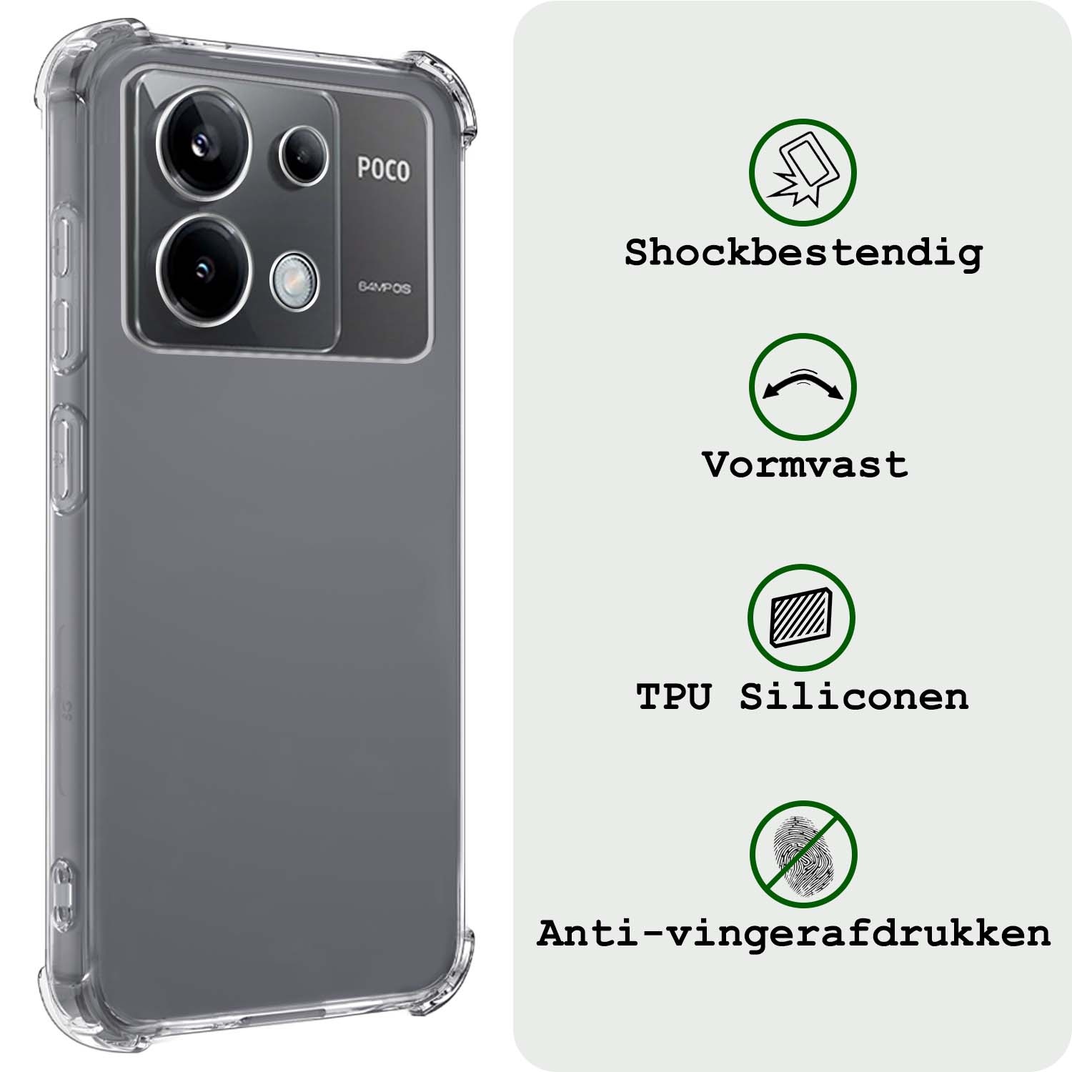 BASEY. Hoes Geschikt voor Xiaomi Poco X6 Hoesje Shock Proof Case Hoes Siliconen - Hoesje Geschikt voor Xiaomi Poco X6 5G Hoes Cover Shockproof - Transparant - 2 Stuks