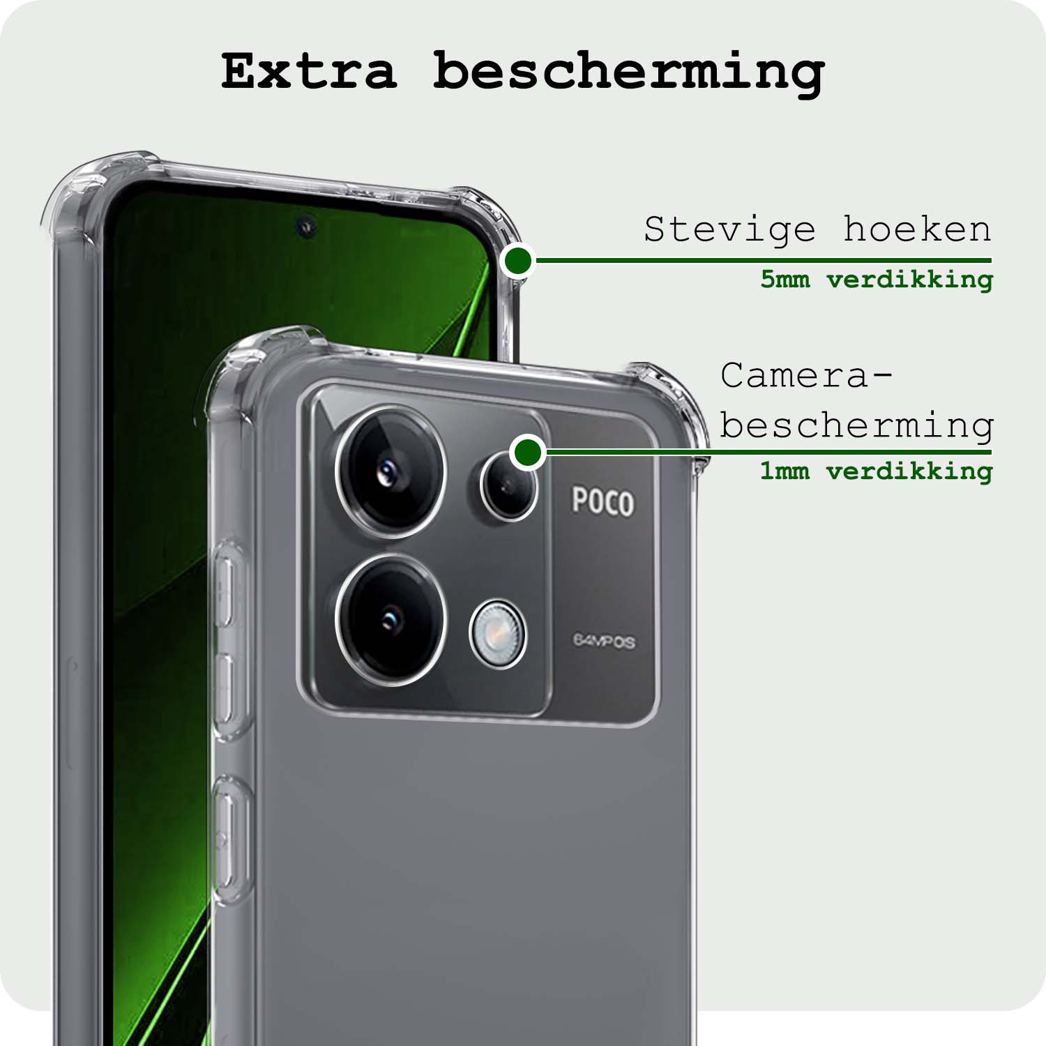 BASEY. Hoes Geschikt voor Xiaomi Poco X6 Hoesje Shock Proof Case Hoes Siliconen - Hoesje Geschikt voor Xiaomi Poco X6 5G Hoes Cover Shockproof - Transparant - 2 Stuks