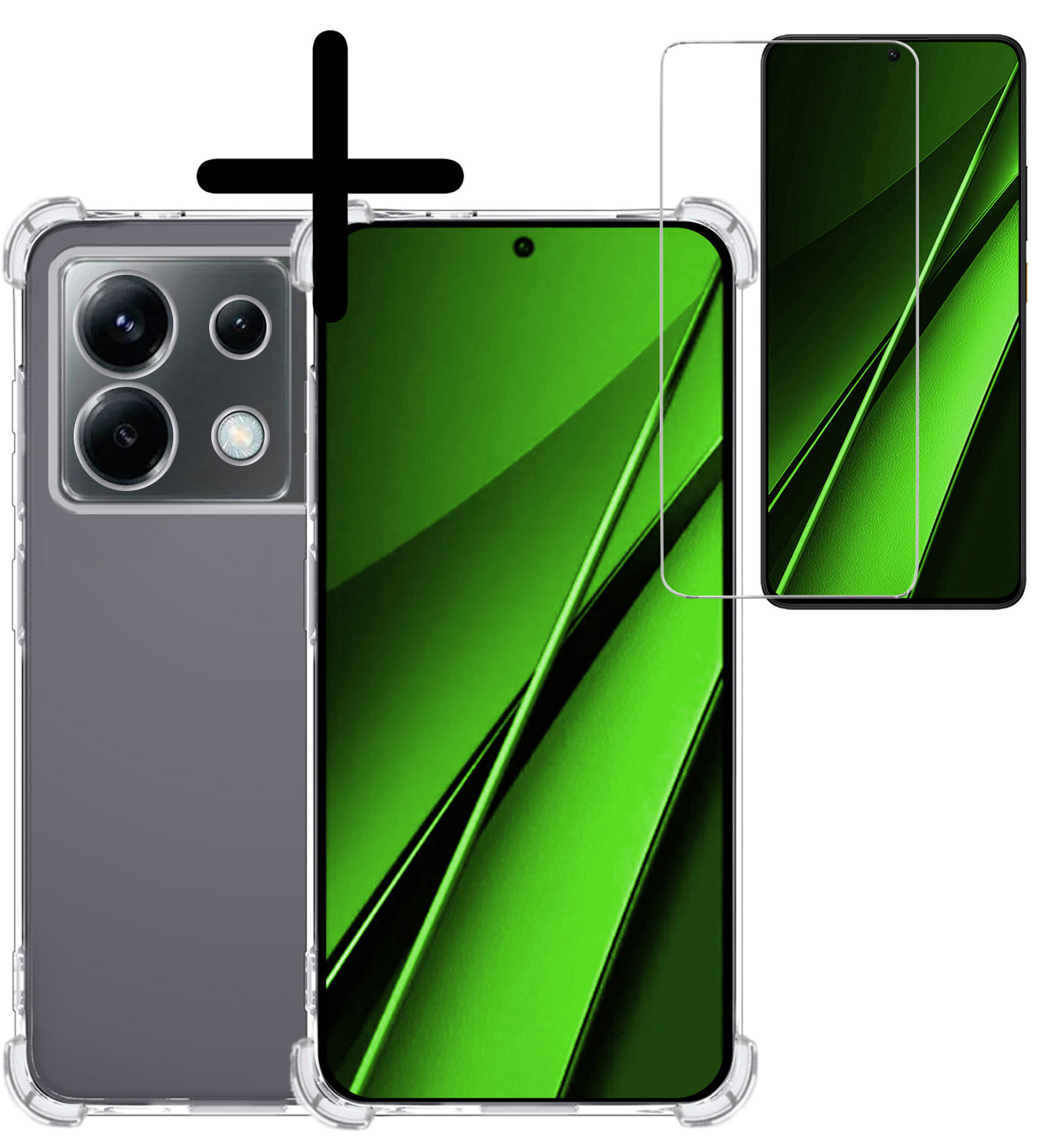 BASEY. Hoes Geschikt voor Xiaomi Poco X6 Hoesje Shock Proof Case Hoes Siliconen Met Screenprotector - Hoesje Geschikt voor Xiaomi Poco X6 5G Hoes Cover Shockproof - Transparant