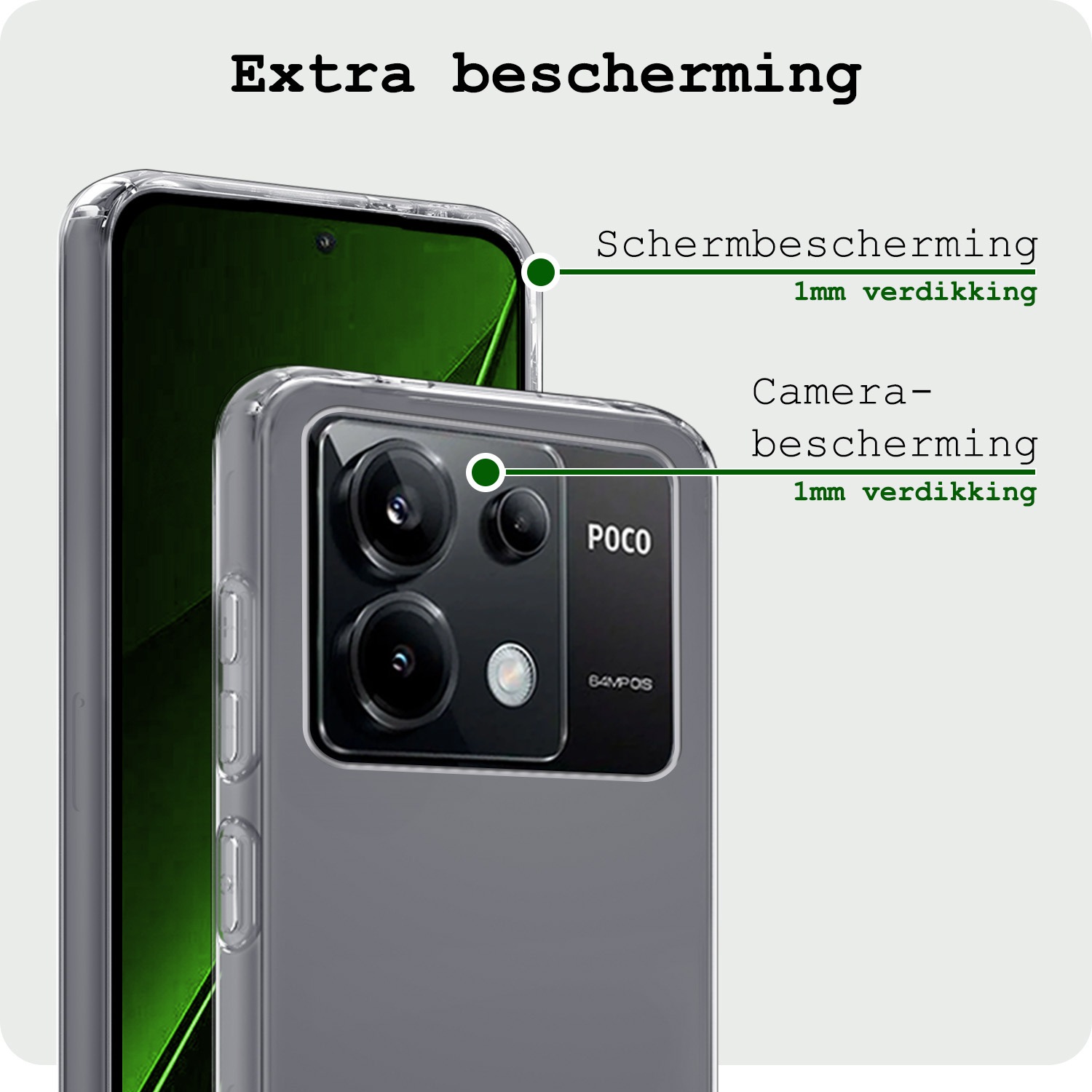 BASEY. Hoes Geschikt voor Xiaomi Poco X6 Hoesje Siliconen Back Cover Case - Hoesje Geschikt voor Xiaomi Poco X6 5G Hoes Cover Hoesje - Transparant