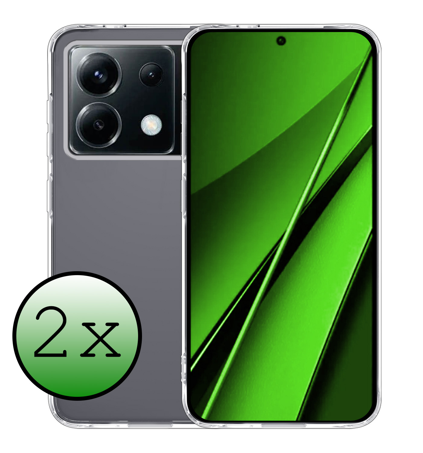 BASEY. Hoes Geschikt voor Xiaomi Poco X6 Hoesje Siliconen Back Cover Case - Hoesje Geschikt voor Xiaomi Poco X6 5G Hoes Cover Hoesje - Transparant - 2 Stuks
