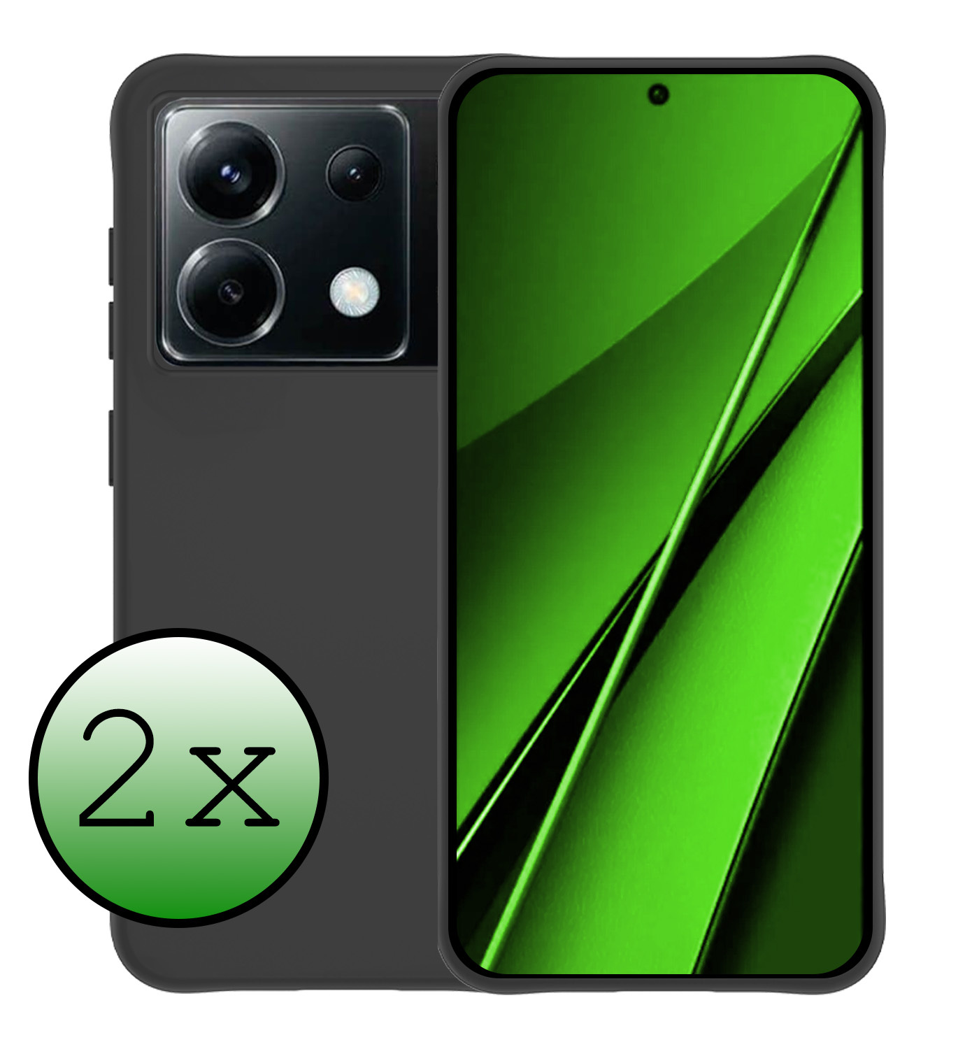 BASEY. Hoes Geschikt voor Xiaomi Poco X6 Hoesje Siliconen Back Cover Case - Hoesje Geschikt voor Xiaomi Poco X6 5G Hoes Cover Hoesje - Zwart - 2 Stuks