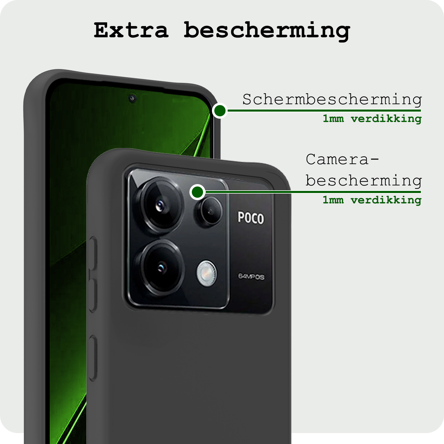 BASEY. Hoes Geschikt voor Xiaomi Poco X6 Hoesje Siliconen Back Cover Case - Hoesje Geschikt voor Xiaomi Poco X6 5G Hoes Cover Hoesje - Zwart - 2 Stuks