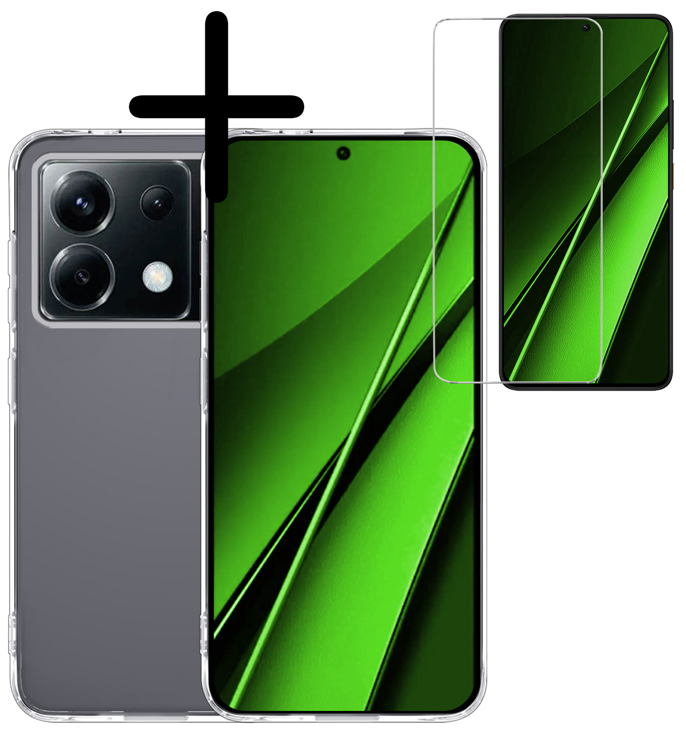 BASEY. Hoes Geschikt voor Xiaomi Poco X6 Hoesje Siliconen Back Cover Case Met Screenprotector - Hoesje Geschikt voor Xiaomi Poco X6 5G Hoes Cover Hoesje - Transparant