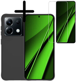 BASEY. BASEY. Xiaomi Poco X6 Hoesje Siliconen Met Screenprotector - Zwart