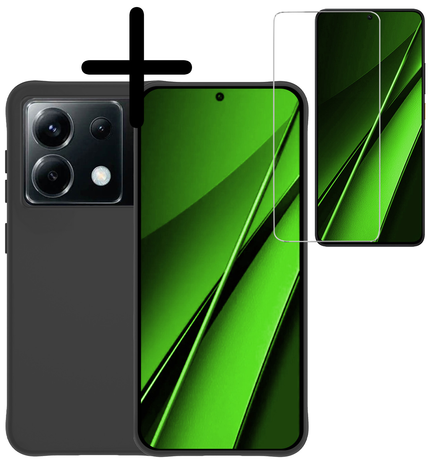 BASEY. Hoes Geschikt voor Xiaomi Poco X6 Hoesje Siliconen Back Cover Case Met Screenprotector - Hoesje Geschikt voor Xiaomi Poco X6 5G Hoes Cover Hoesje - Zwart