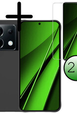 BASEY. Hoes Geschikt voor Xiaomi Poco X6 Hoesje Siliconen Back Cover Case Met 2x Screenprotector - Hoesje Geschikt voor Xiaomi Poco X6 5G Hoes Cover Hoesje - Zwart