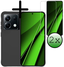 BASEY. BASEY. Xiaomi Poco X6 Hoesje Siliconen Met 2x Screenprotector - Zwart