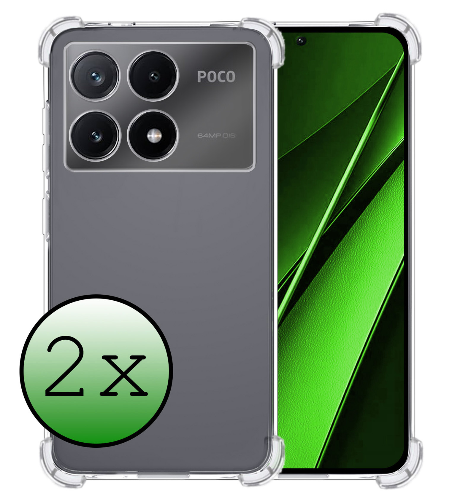 BASEY. Hoes Geschikt voor Xiaomi Poco X6 Pro 5G Hoesje Shock Proof Case Hoes Siliconen - Hoesje Geschikt voor Xiaomi Poco X6 Pro Hoes Cover Shockproof - Transparant - 2 Stuks