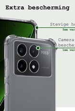 BASEY. Hoes Geschikt voor Xiaomi Poco X6 Pro 5G Hoesje Shock Proof Case Hoes Siliconen - Hoesje Geschikt voor Xiaomi Poco X6 Pro Hoes Cover Shockproof - Transparant - 2 Stuks
