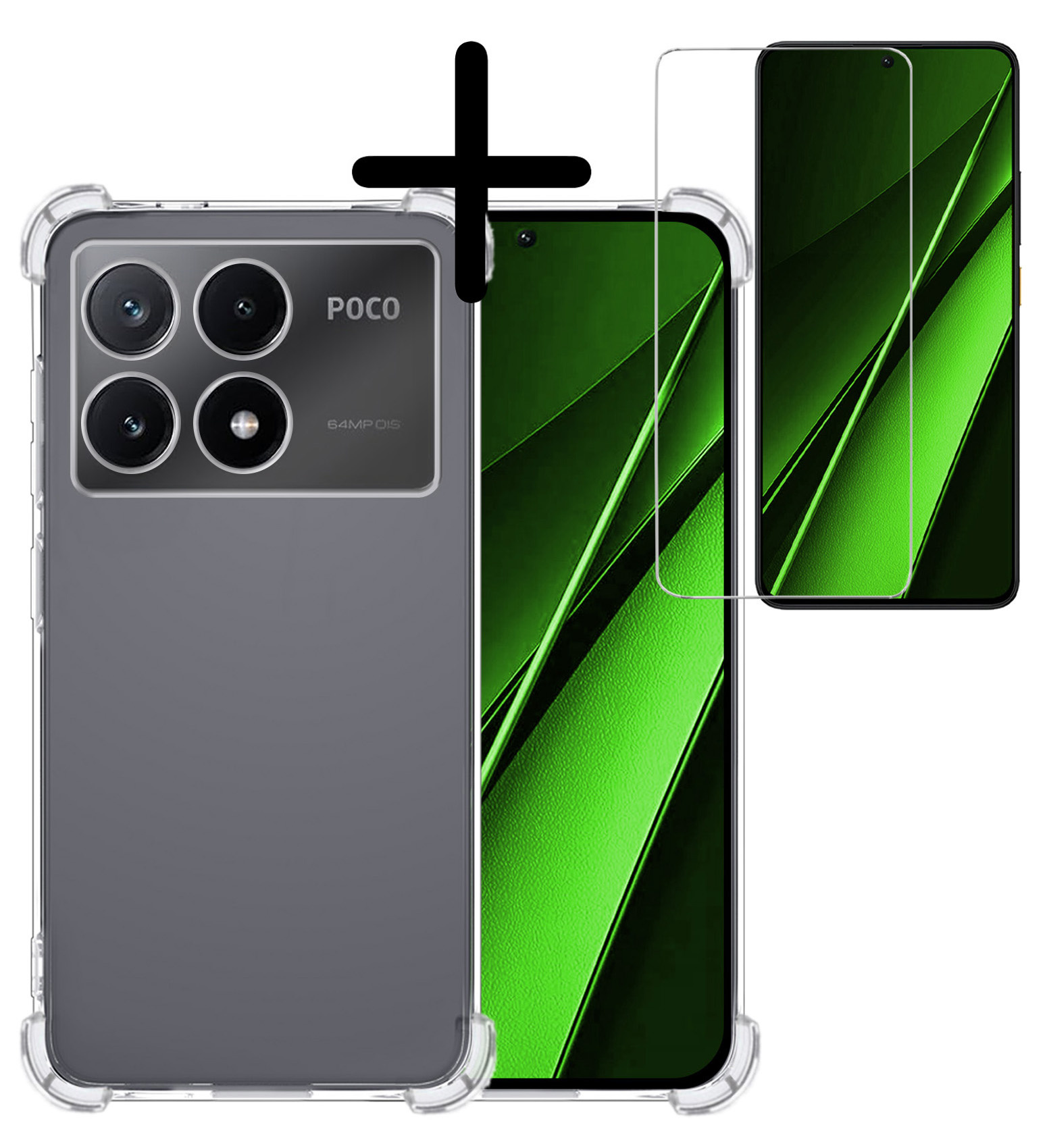 BASEY. Hoes Geschikt voor Xiaomi Poco X6 Pro 5G Hoesje Shock Proof Case Hoes Siliconen Met Screenprotector - Hoesje Geschikt voor Xiaomi Poco X6 Pro Hoes Cover Shockproof - Transparant
