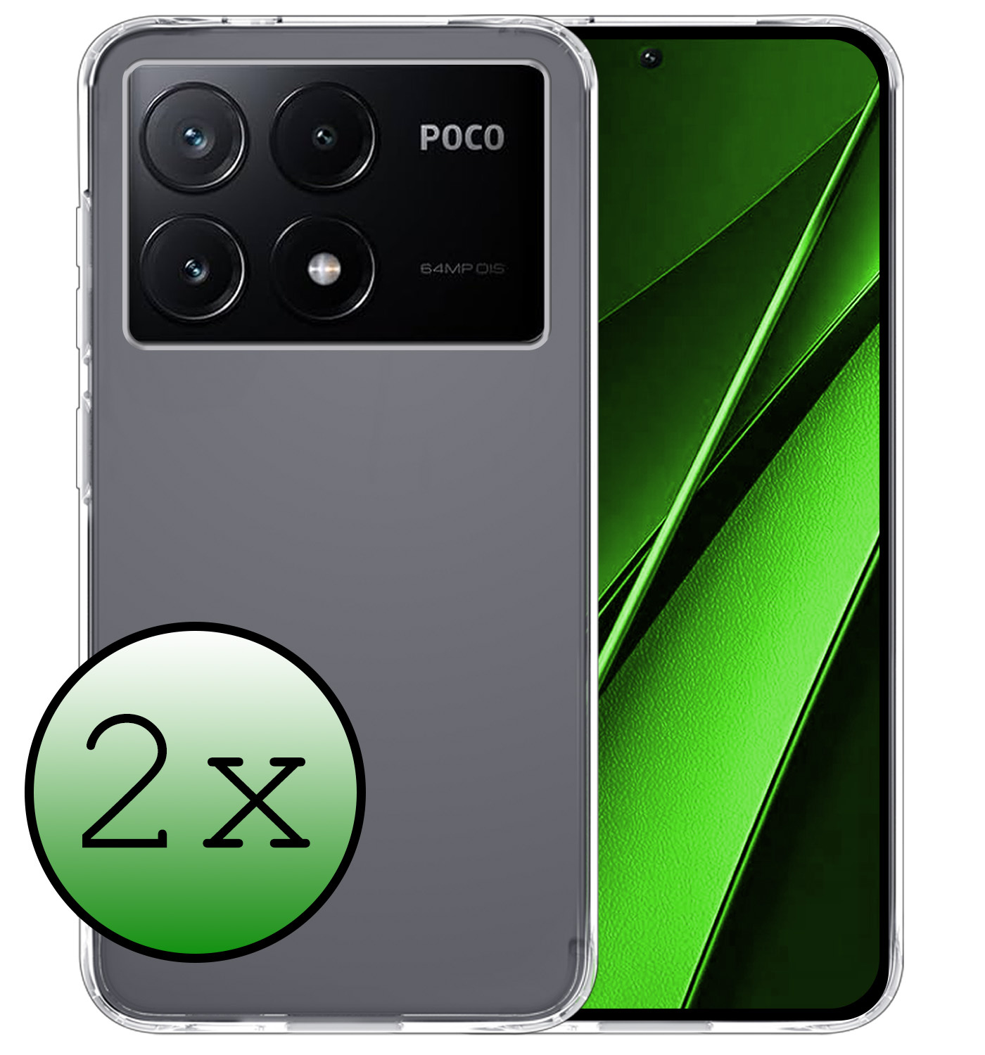 BASEY. Hoes Geschikt voor Xiaomi Poco X6 Pro 5G Hoesje Siliconen Back Cover Case - Hoesje Geschikt voor Xiaomi Poco X6 Pro Hoes Cover Hoesje - Transparant - 2 Stuks