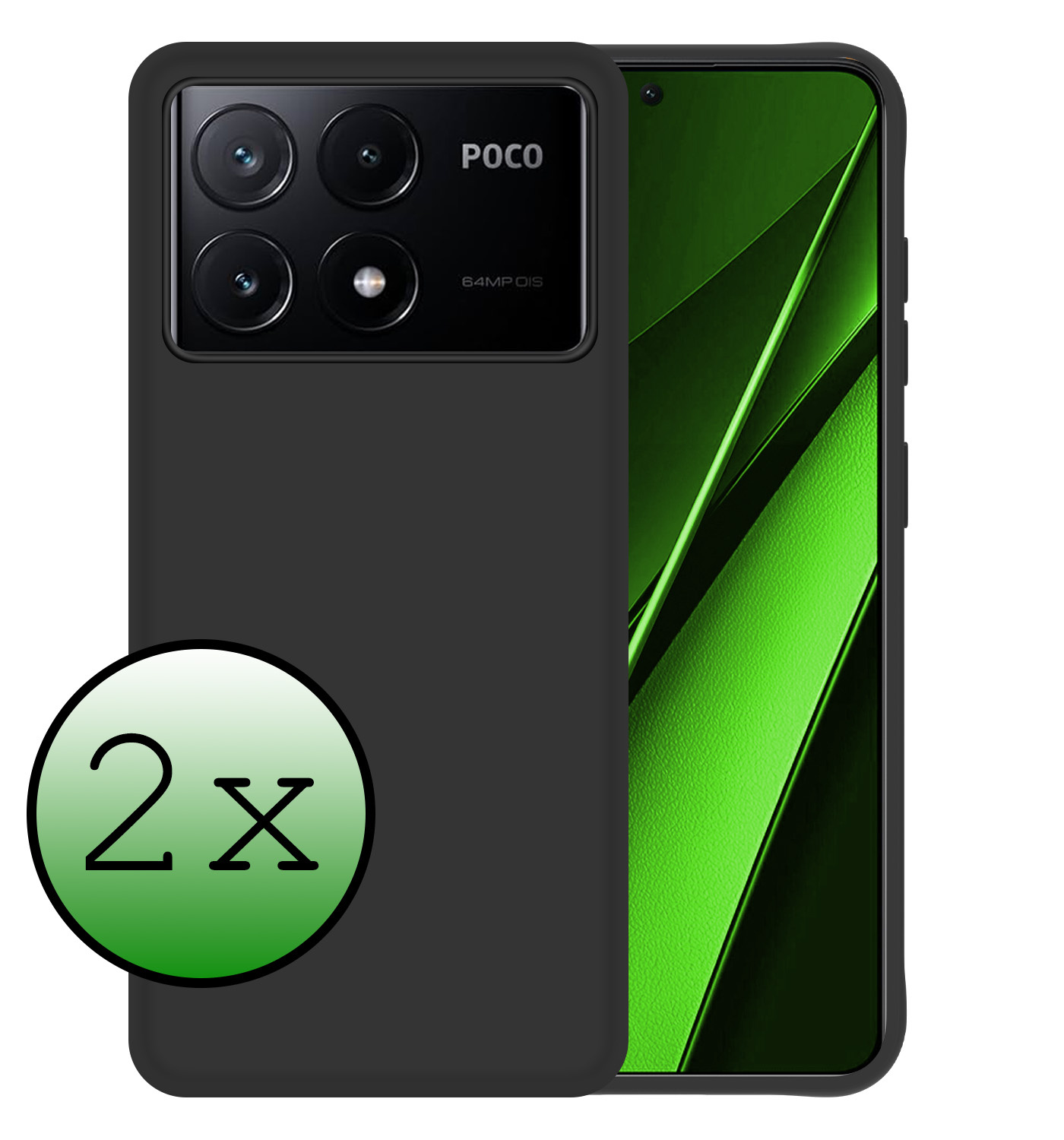 BASEY. Hoes Geschikt voor Xiaomi Poco X6 Pro 5G Hoesje Siliconen Back Cover Case - Hoesje Geschikt voor Xiaomi Poco X6 Pro Hoes Cover Hoesje - Zwart - 2 Stuks