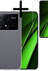 BASEY. Hoes Geschikt voor Xiaomi Poco X6 Pro 5G Hoesje Siliconen Back Cover Case Met Screenprotector - Hoesje Geschikt voor Xiaomi Poco X6 Pro Hoes Cover Hoesje - Transparant