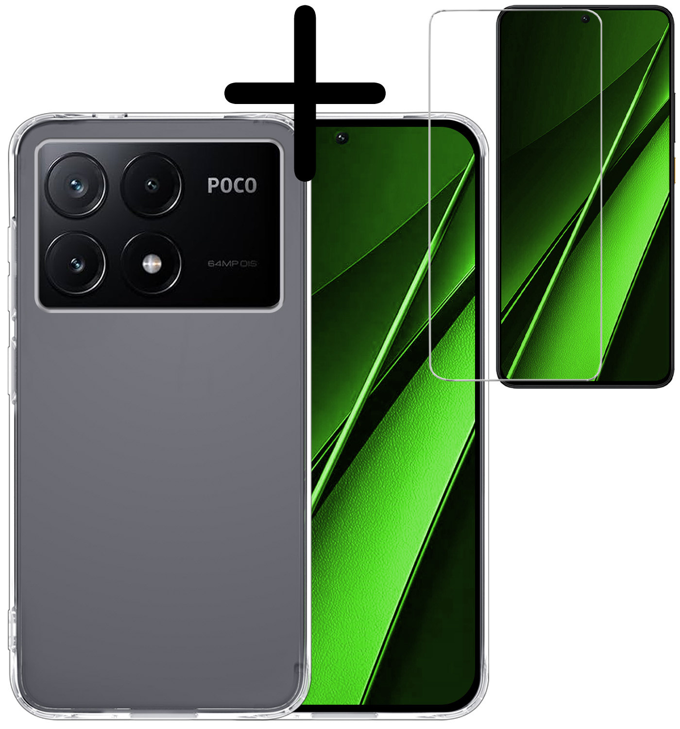 BASEY. Hoes Geschikt voor Xiaomi Poco X6 Pro 5G Hoesje Siliconen Back Cover Case Met Screenprotector - Hoesje Geschikt voor Xiaomi Poco X6 Pro Hoes Cover Hoesje - Transparant