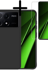 BASEY. Hoes Geschikt voor Xiaomi Poco X6 Pro 5G Hoesje Siliconen Back Cover Case Met Screenprotector - Hoesje Geschikt voor Xiaomi Poco X6 Pro Hoes Cover Hoesje - Zwart