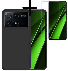 BASEY. BASEY. Xiaomi Poco X6 Pro Hoesje Siliconen Met Screenprotector - Zwart