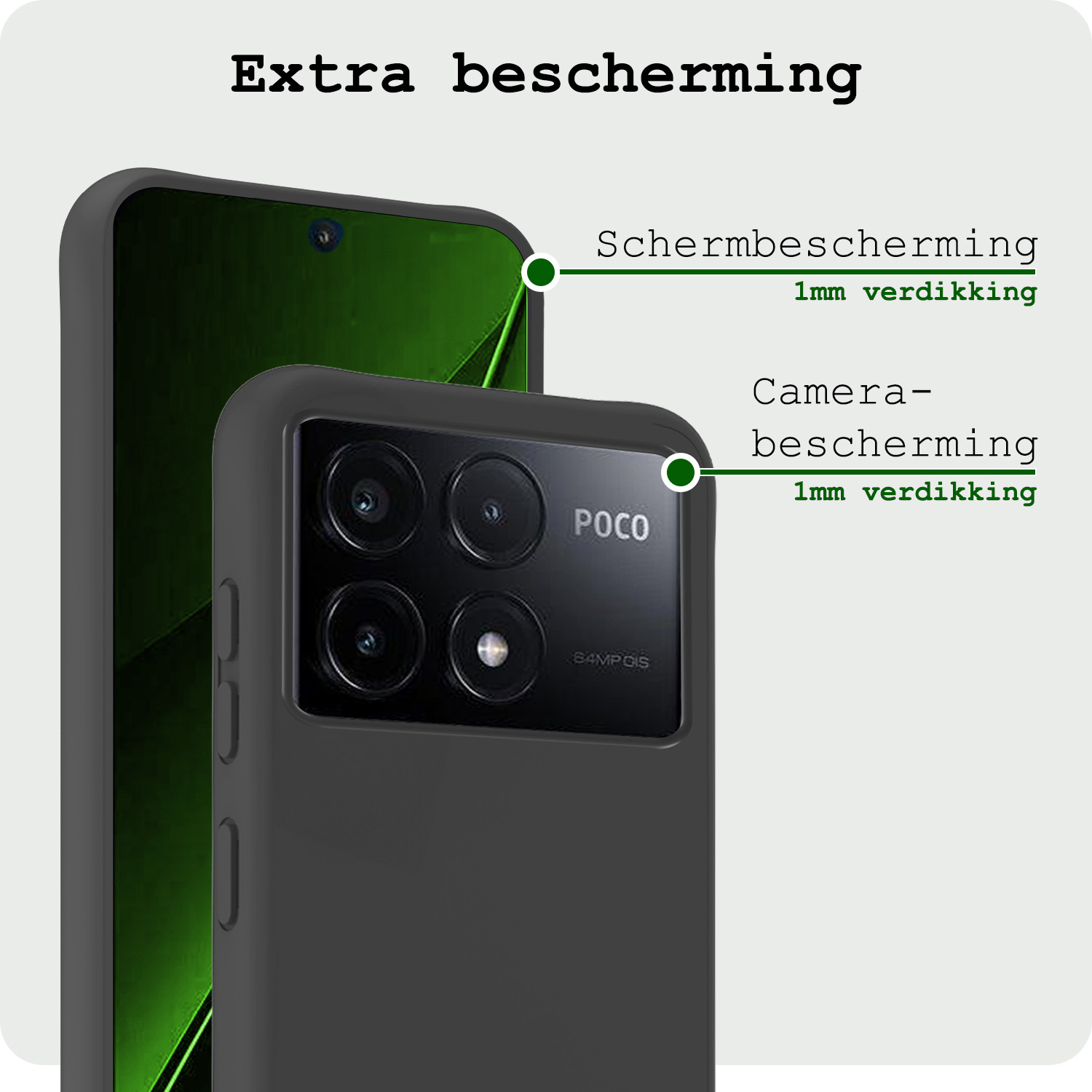 BASEY. Hoes Geschikt voor Xiaomi Poco X6 Pro 5G Hoesje Siliconen Back Cover Case Met Screenprotector - Hoesje Geschikt voor Xiaomi Poco X6 Pro Hoes Cover Hoesje - Zwart