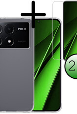 BASEY. Hoes Geschikt voor Xiaomi Poco X6 Pro 5G Hoesje Siliconen Back Cover Case Met 2x Screenprotector - Hoesje Geschikt voor Xiaomi Poco X6 Pro Hoes Cover Hoesje - Transparant