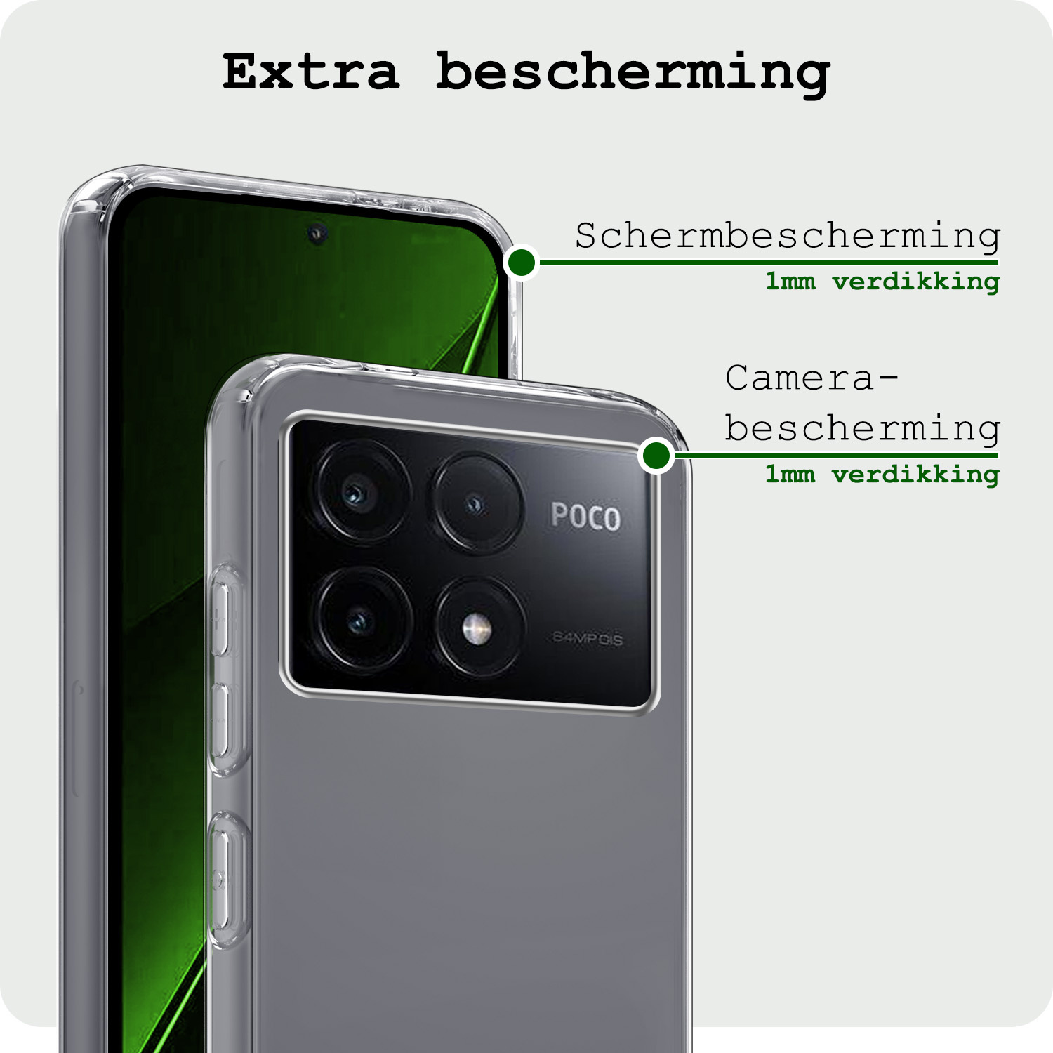 BASEY. Hoes Geschikt voor Xiaomi Poco X6 Pro 5G Hoesje Siliconen Back Cover Case Met 2x Screenprotector - Hoesje Geschikt voor Xiaomi Poco X6 Pro Hoes Cover Hoesje - Transparant