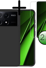 BASEY. Hoes Geschikt voor Xiaomi Poco X6 Pro 5G Hoesje Siliconen Back Cover Case Met 2x Screenprotector - Hoesje Geschikt voor Xiaomi Poco X6 Pro Hoes Cover Hoesje - Zwart