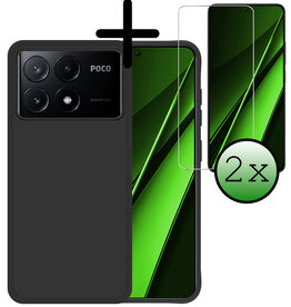 BASEY. BASEY. Xiaomi Poco X6 Pro Hoesje Siliconen Met 2x Screenprotector - Zwart