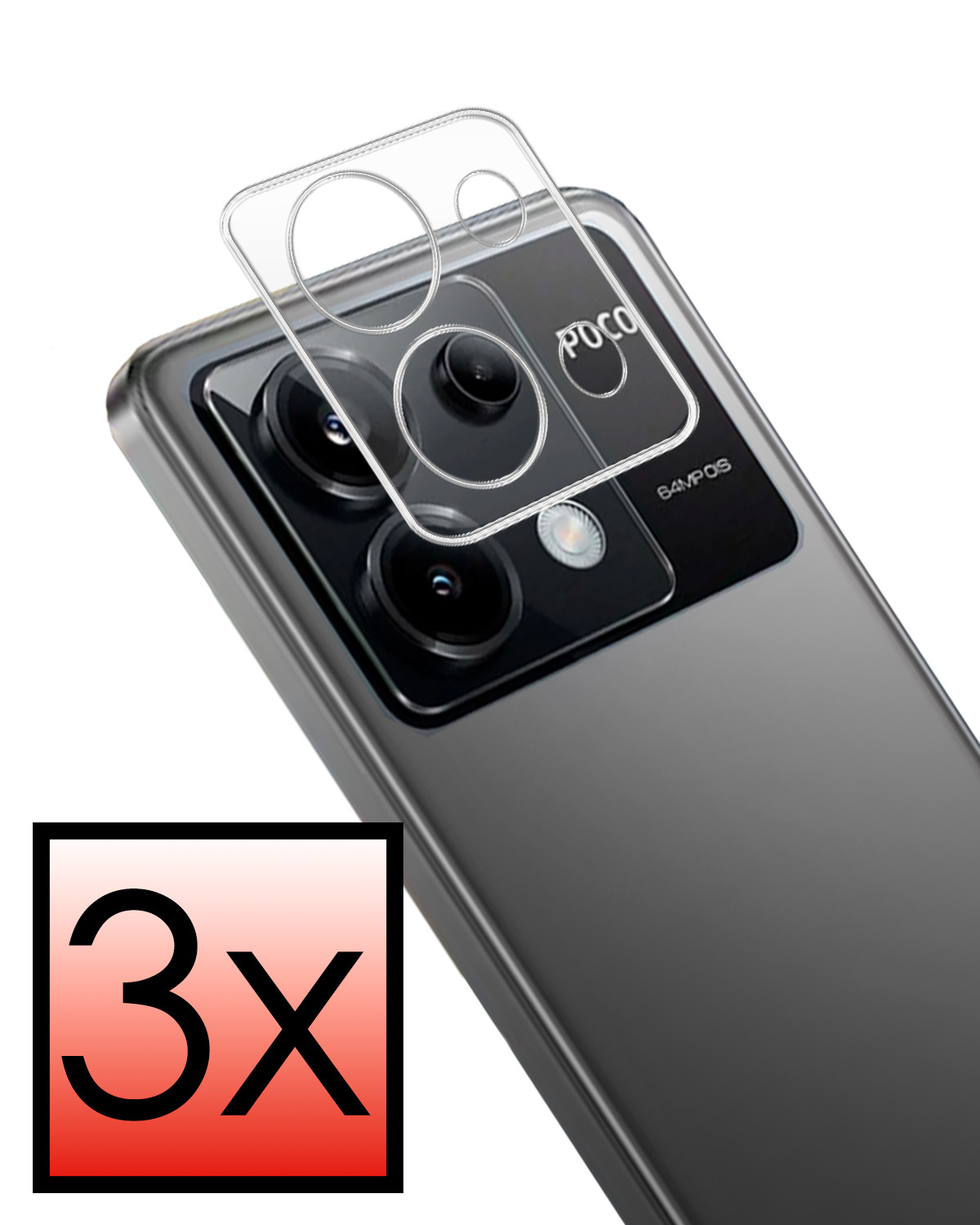 NoXx Screenprotector Geschikt voor Xiaomi Poco X6 Camera Screenprotector Gehard Glas - Screenprotector Geschikt voor Xiaomi Poco X6 5G Screenprotector Camera Tempered Glass - 3x
