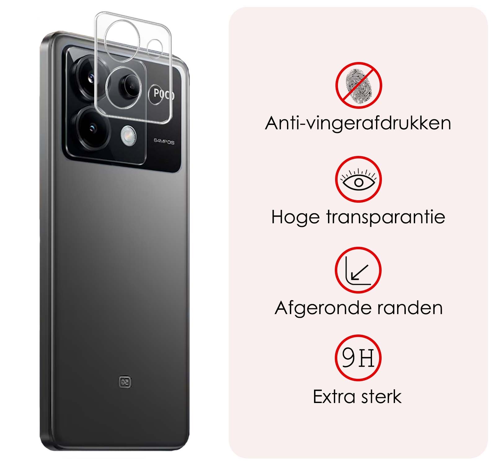 NoXx Screenprotector Geschikt voor Xiaomi Poco X6 Camera Screenprotector Gehard Glas - Screenprotector Geschikt voor Xiaomi Poco X6 5G Screenprotector Camera Tempered Glass - 3x