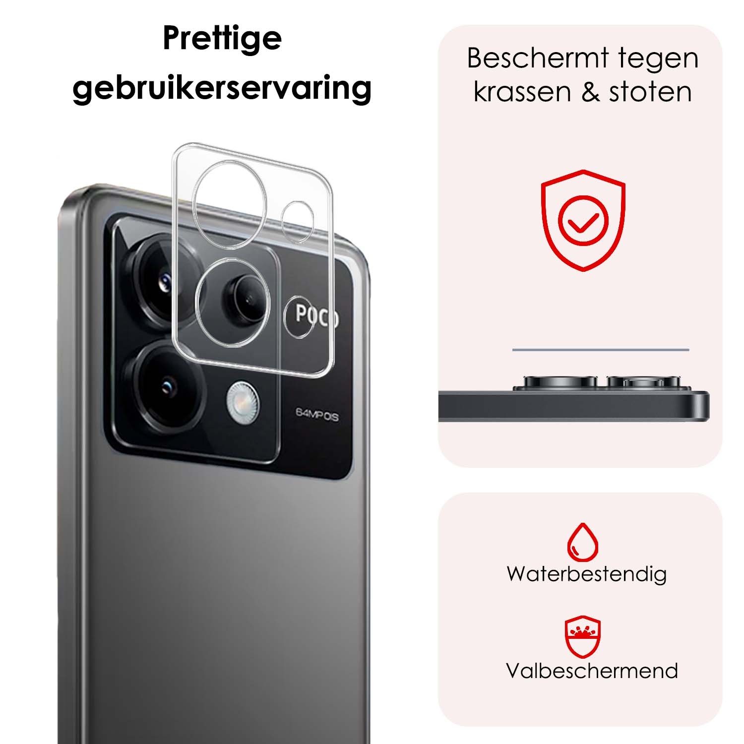 NoXx Screenprotector Geschikt voor Xiaomi Poco X6 Camera Screenprotector Gehard Glas - Screenprotector Geschikt voor Xiaomi Poco X6 5G Screenprotector Camera Tempered Glass - 3x