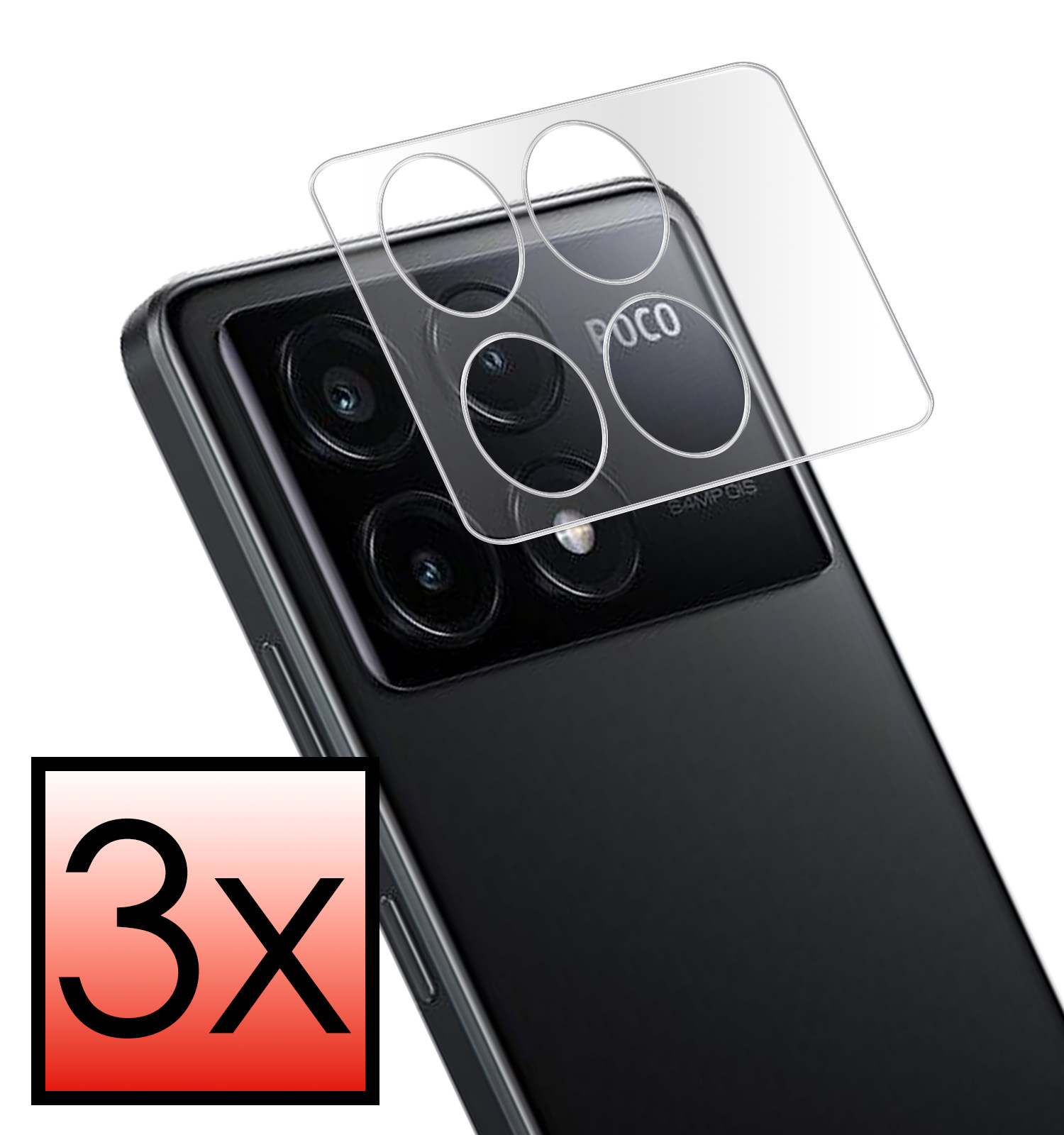 NoXx Screenprotector Geschikt voor Xiaomi Poco X6 Pro 5G Camera Screenprotector Gehard Glas - Screenprotector Geschikt voor Xiaomi Poco X6 Pro Screenprotector Camera Tempered Glass - 3x