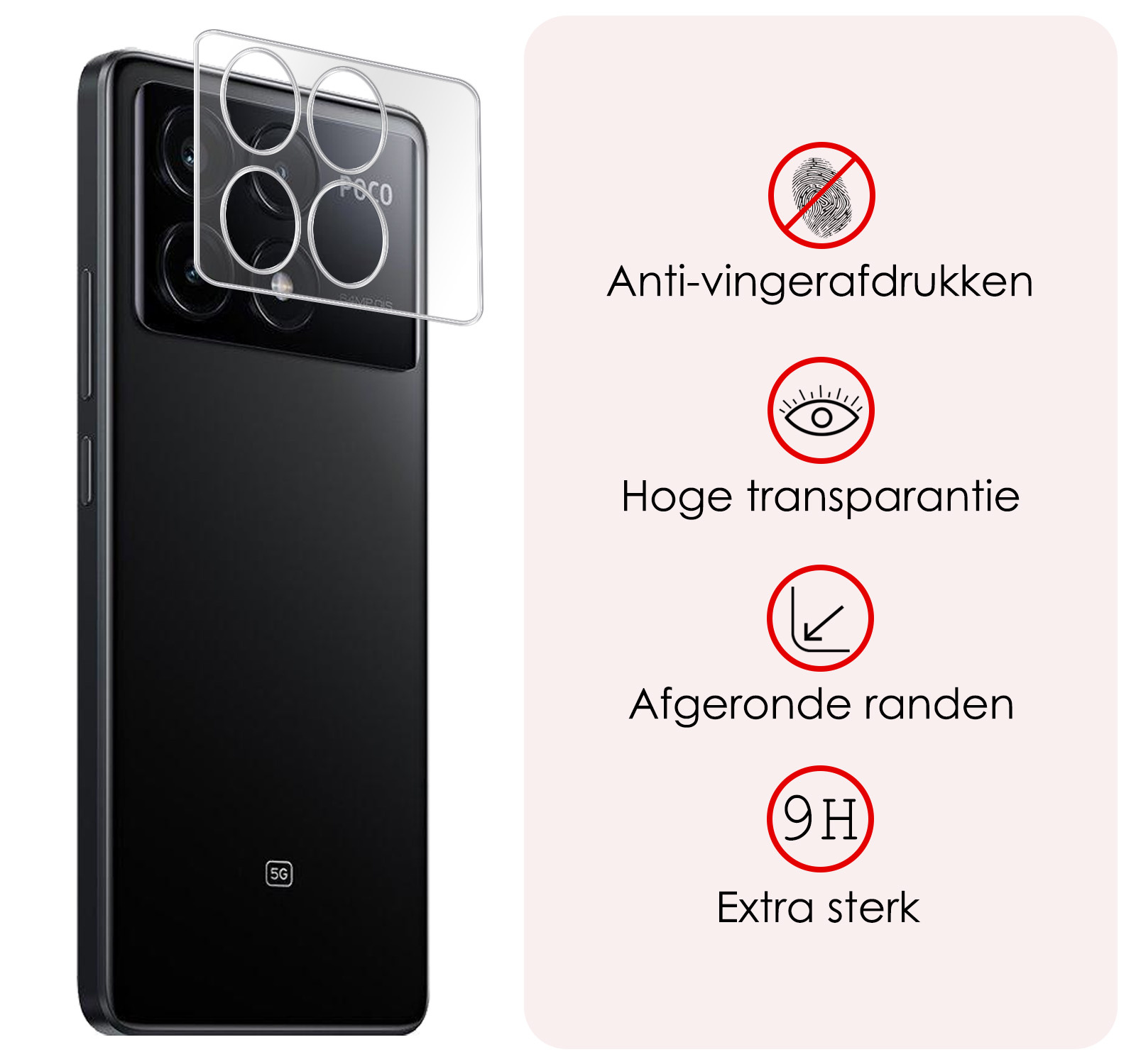 NoXx Screenprotector Geschikt voor Xiaomi Poco X6 Pro 5G Camera Screenprotector Gehard Glas - Screenprotector Geschikt voor Xiaomi Poco X6 Pro Screenprotector Camera Tempered Glass - 3x