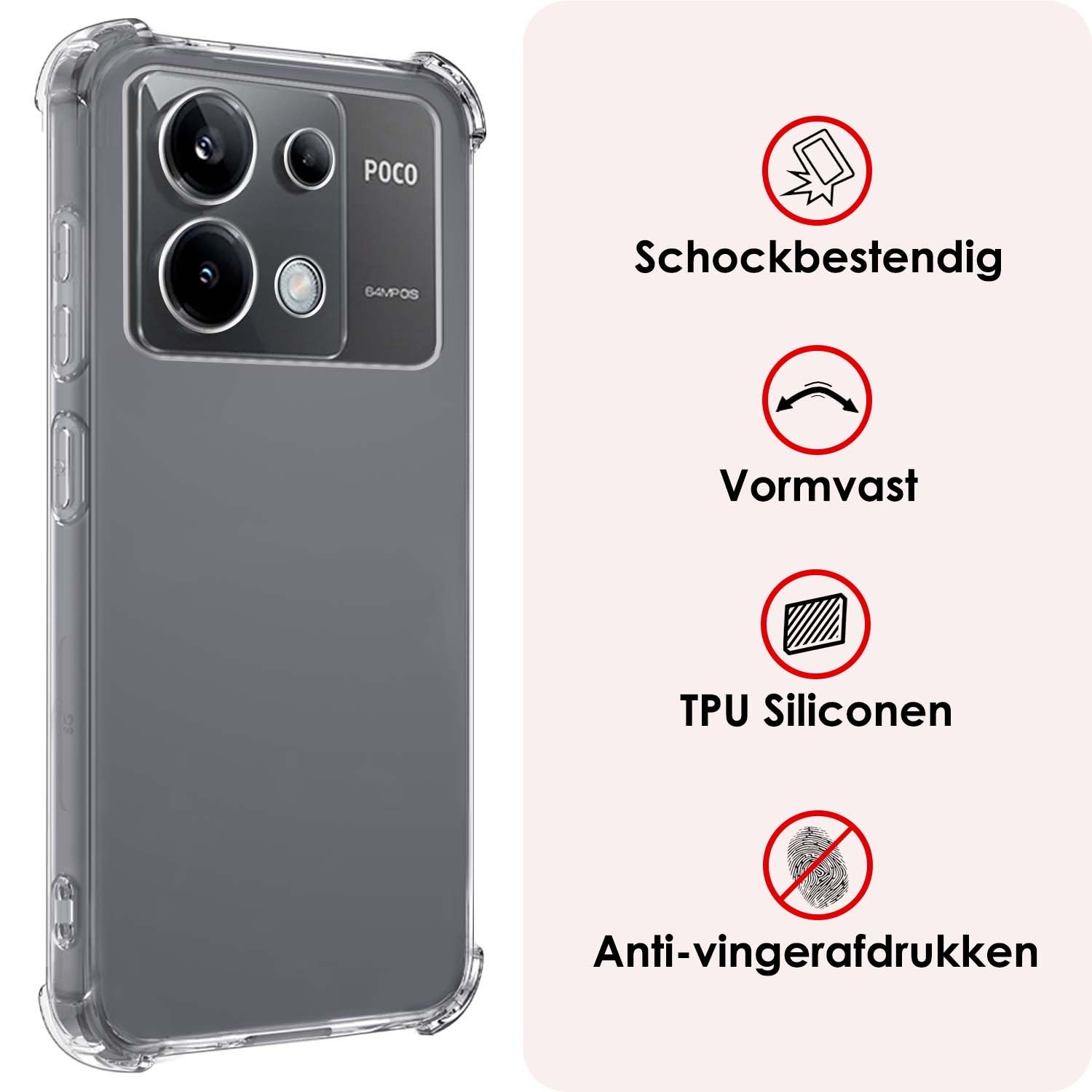 NoXx Hoes Geschikt voor Xiaomi Poco X6 Hoesje Siliconen Cover Shock Proof Back Case Shockproof Hoes - Transparant