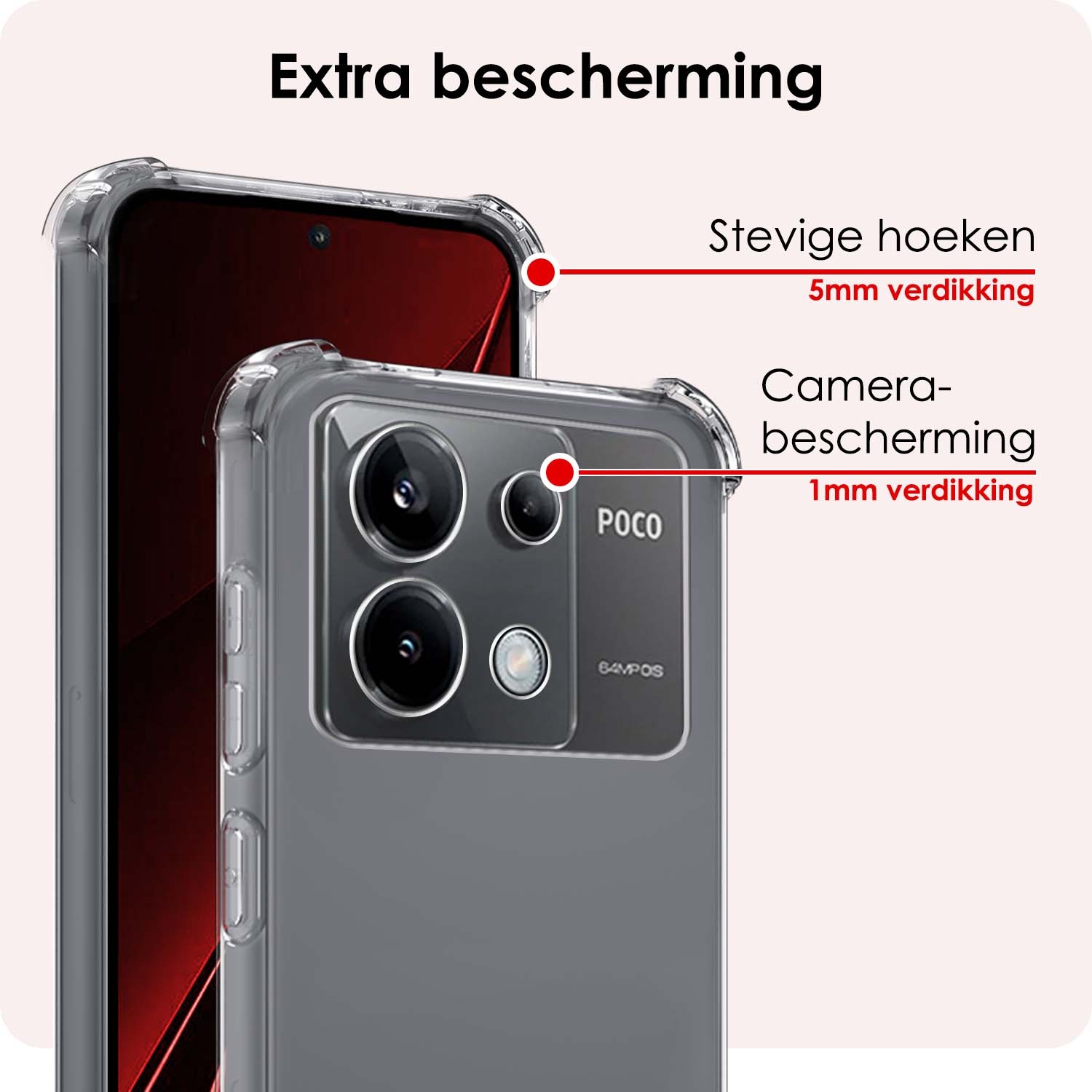 NoXx Hoes Geschikt voor Xiaomi Poco X6 Hoesje Siliconen Cover Shock Proof Back Case Shockproof Hoes - Transparant