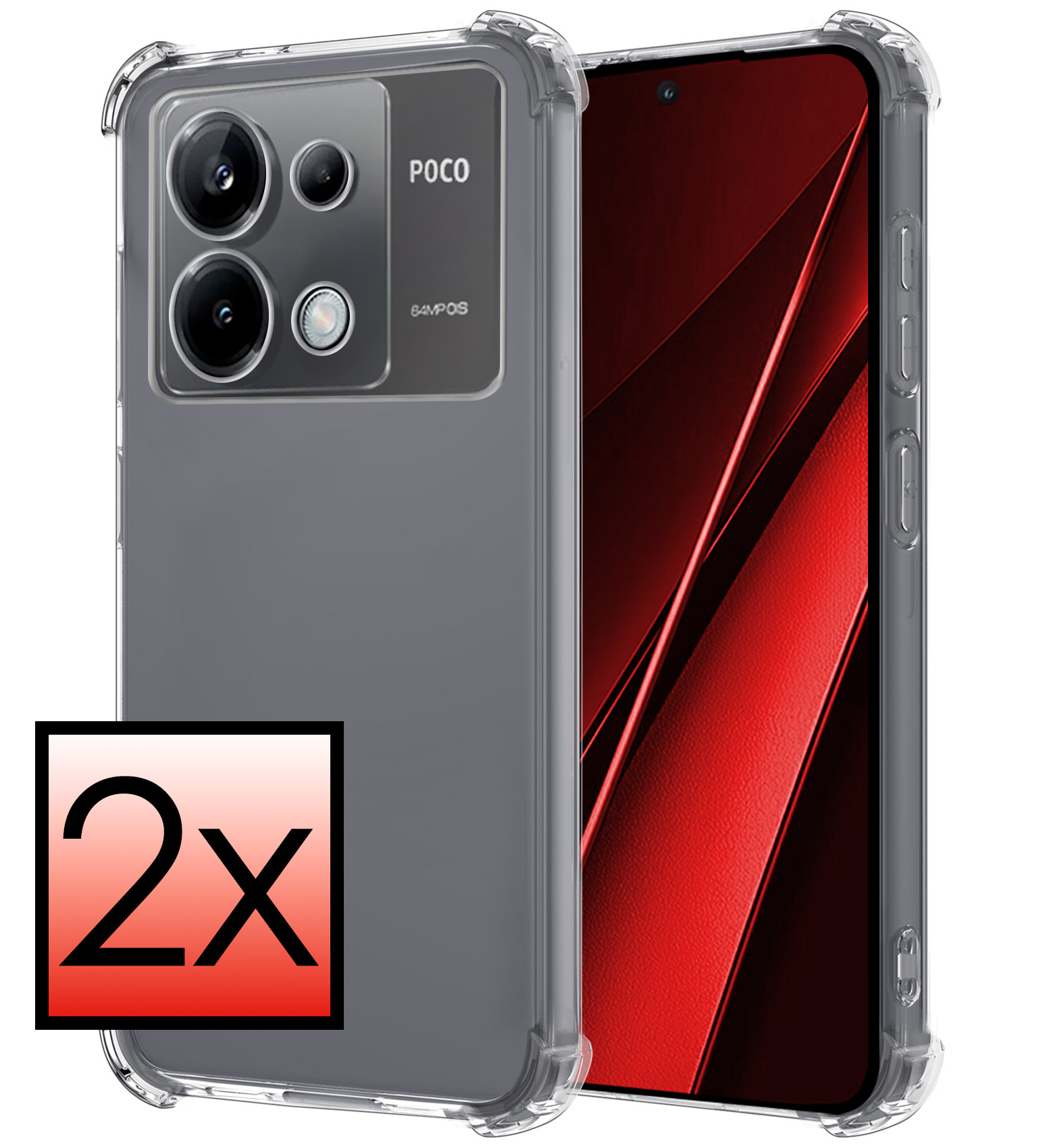 NoXx Hoes Geschikt voor Xiaomi Poco X6 Hoesje Siliconen Cover Shock Proof Back Case Shockproof Hoes - Transparant - 2x