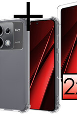 NoXx Hoes Geschikt voor Xiaomi Poco X6 Hoesje Siliconen Cover Shock Proof Back Case Shockproof Hoes Met 2x Screenprotector - Transparant