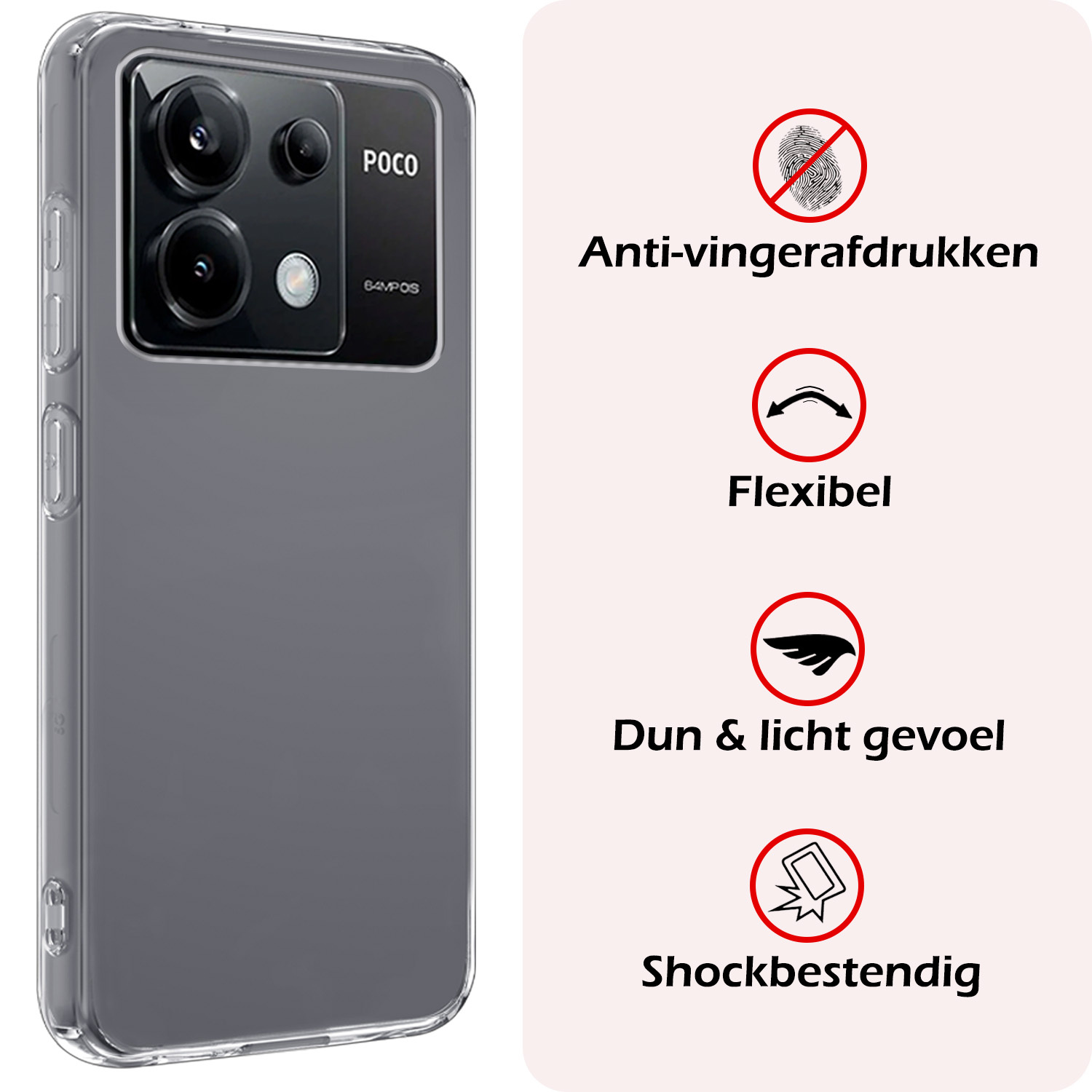 NoXx Hoes Geschikt voor Xiaomi Poco X6 Hoesje Cover Siliconen Back Case Hoes - Transparant