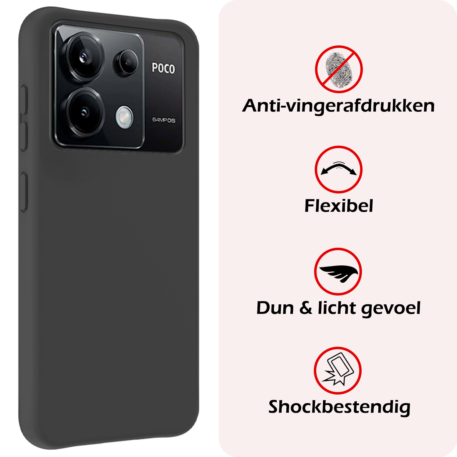 NoXx Hoes Geschikt voor Xiaomi Poco X6 Hoesje Cover Siliconen Back Case Hoes - Zwart