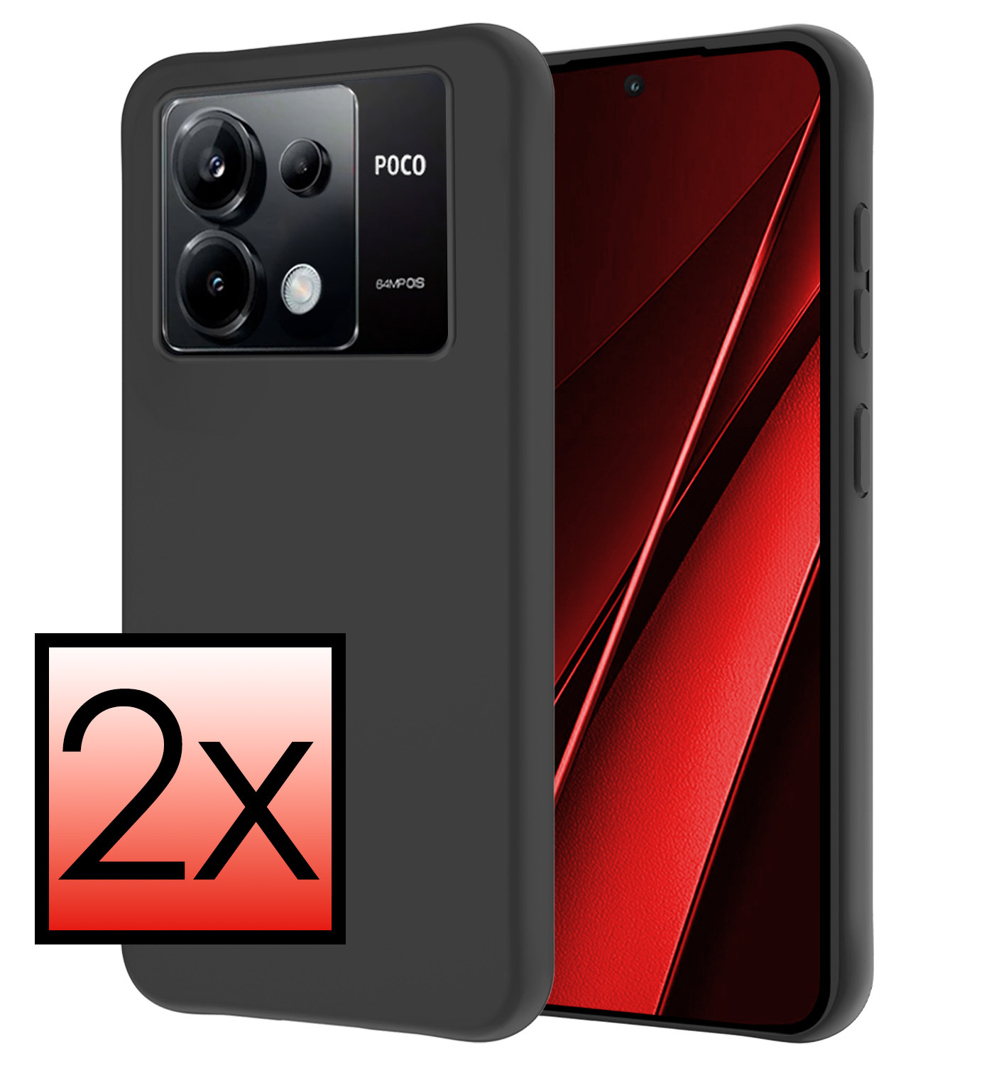 NoXx Hoes Geschikt voor Xiaomi Poco X6 Hoesje Cover Siliconen Back Case Hoes - Zwart - 2x