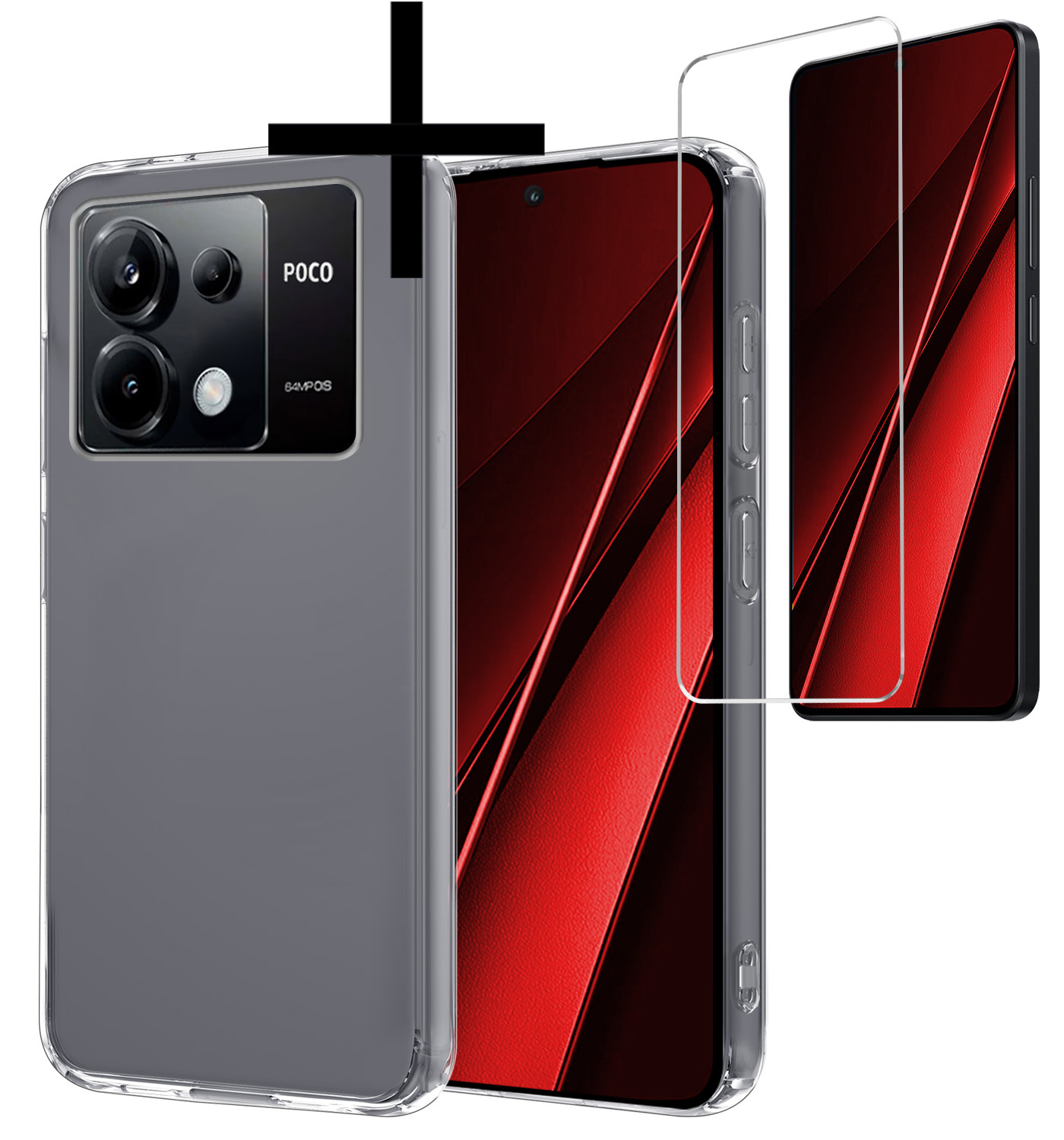 NoXx Hoes Geschikt voor Xiaomi Poco X6 Hoesje Cover Siliconen Back Case Hoes Met Screenprotector - Transparant