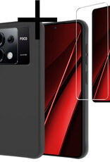 NoXx Hoes Geschikt voor Xiaomi Poco X6 Hoesje Cover Siliconen Back Case Hoes Met Screenprotector - Zwart