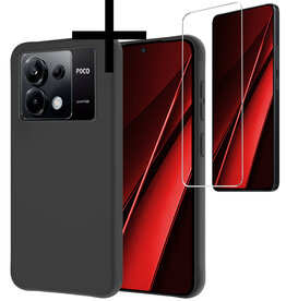 NoXx NoXx Xiaomi Poco X6 Hoesje Siliconen Met Screenprotector - Zwart