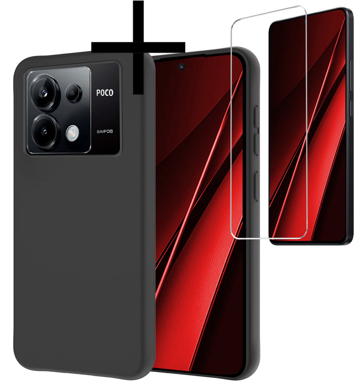 NoXx Hoes Geschikt voor Xiaomi Poco X6 Hoesje Cover Siliconen Back Case Hoes Met Screenprotector - Zwart