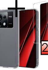 NoXx Hoes Geschikt voor Xiaomi Poco X6 Hoesje Cover Siliconen Back Case Hoes Met 2x Screenprotector - Transparant