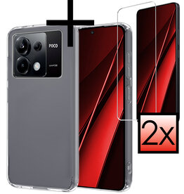 NoXx NoXx Xiaomi Poco X6 Hoesje Siliconen Met 2x Screenprotector - Transparant