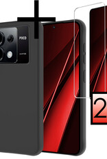 NoXx Hoes Geschikt voor Xiaomi Poco X6 Hoesje Cover Siliconen Back Case Hoes Met 2x Screenprotector - Zwart